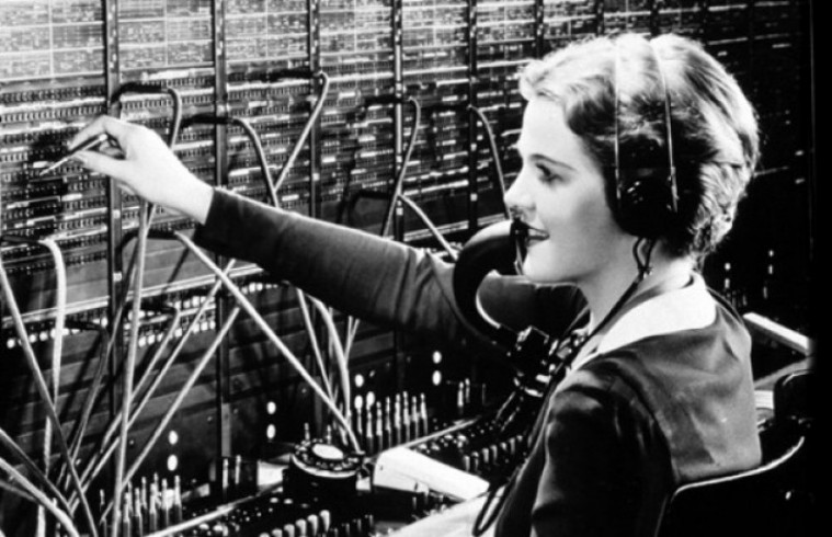 Telephone operator with an eery resemblance to Mary Poppins...